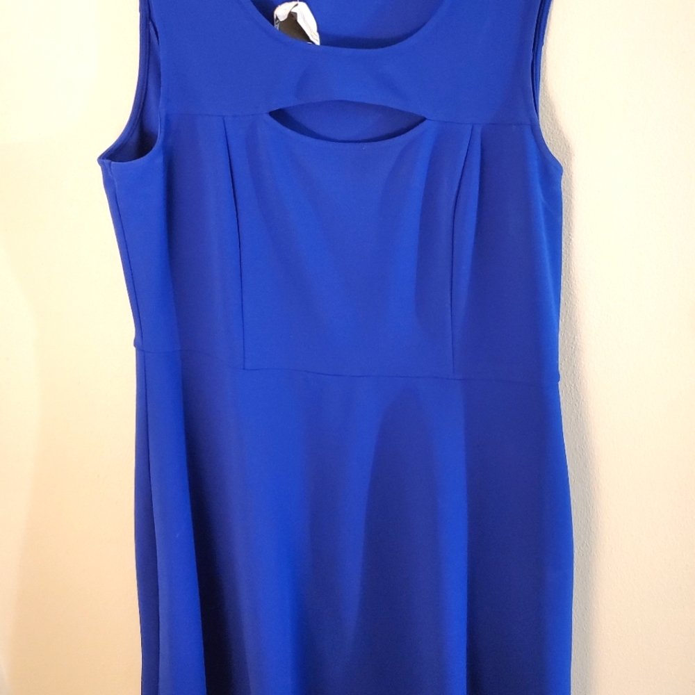 Keyhole Blue Peplum Dress